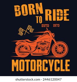 Motorrad Biker Mode Typografie, T-Shirt Bekleidungsstempel, Aufkleber Emblem, Typografie Druck, Stoff Tuch. Gotische Kalligraphie. Kalifornien Hipster Retro-Abzeichen.Vintage Custom America Fahrrad Vektorgrafik Design