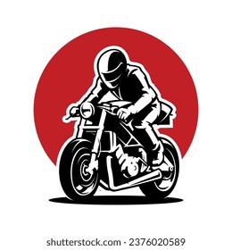 Motorcycle and Biker Silhouette Illustration Vector