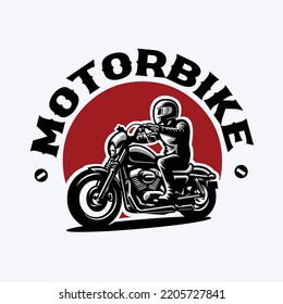 Motorcycle and Biker Silhouette Logo Vector Stock Illustration. Best for Automotive Related Logo Design