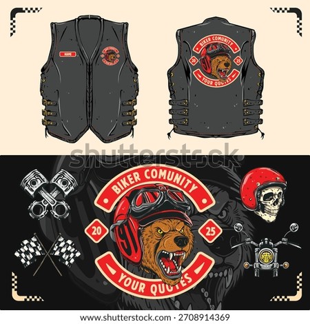 Motorcycle Biker Skull Patch – Vintage Emblem Vector for Jacket and Vest Apparel