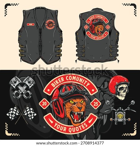 Motorcycle Biker Skull Patch – Vintage Emblem Vector for Jacket and Vest Apparel