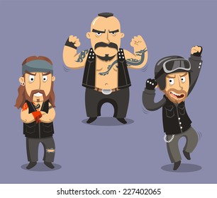 Motorcycle Bikers Club Members, vector illustration cartoon.