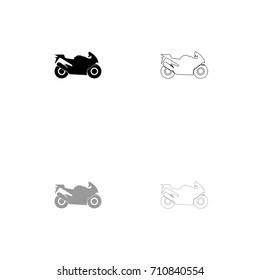Motorcycle black and grey set icon .
