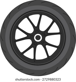 Neumático negro de la motocicleta de la Ilustración vectorial lateral