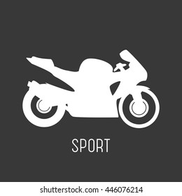 Motorcycle black white sport bike silhouette and sport vehicle fast race road silhouette vector. 