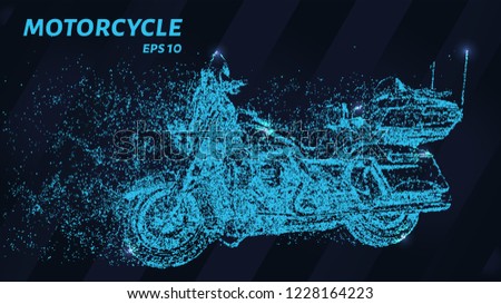 motorcycle blue glowing dots motorcycle particles stock vector