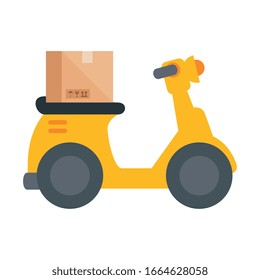 motocicleta con diseño de caja, logística de entrega transporte almacén de servicios de envío industria y tema global Ilustración de vectores