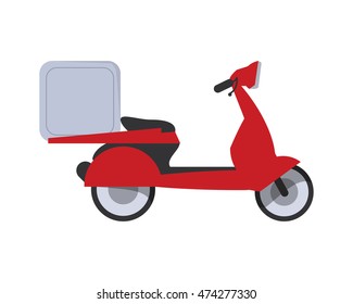 motorcycle box transportation delivery shipping icon. Flat and Isolated design. Vector illustration