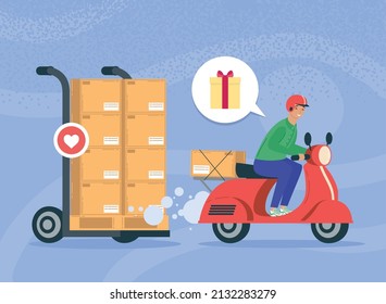 motorcycle and boxes delivery service