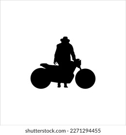  motorcycle and boy silhouette vector design