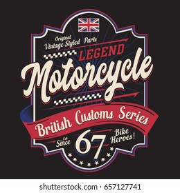 Motorcycle british typography, tee shirt graphics, vectors