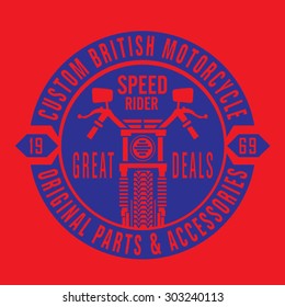 Motorcycle british typography, t-shirt graphics, vectors