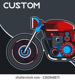 motorcycle cafe race illustration - Vector