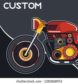 motorcycle cafe race illustration - Vector
