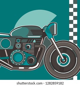 motorcycle cafe race tshirt print illustration - Vector