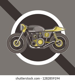 motorcycle cafe race tshirt print illustration - Vector