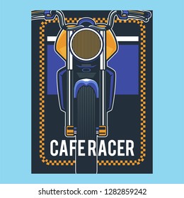 motorcycle cafe race tshirt print illustration - Vector