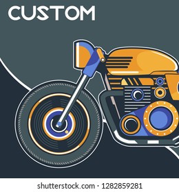 motorcycle cafe race tshirt print illustration - Vector