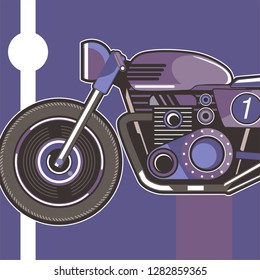 motorcycle cafe race tshirt print illustration - Vector