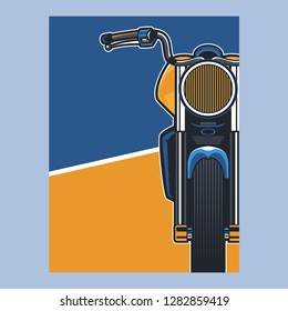 motorcycle cafe race tshirt print illustration - Vector