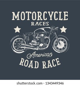 motorcycle cafe racer illustration for t-shirt print