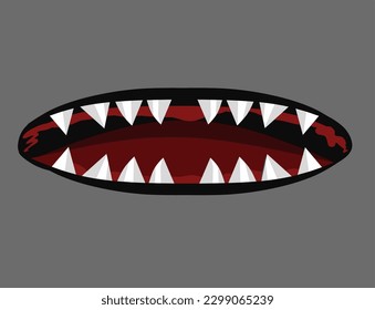 Motorcycle and car vector graphic Flying tigers shark teeth shark mouth vinyl decal biker helmet sticker