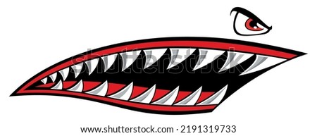 Motorcycle and car vector graphic Flying tigers shark teeth shark mouth vinyl decal biker helmet sticker