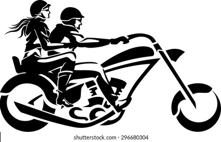 Motorcycle Chopper Couple Ride