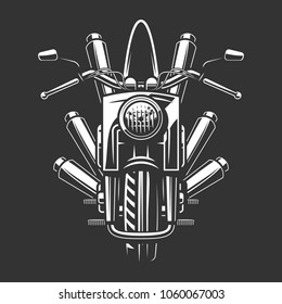 Motorcycle chopper, front, motorcycle driver, monochrome, wheel, headlamp