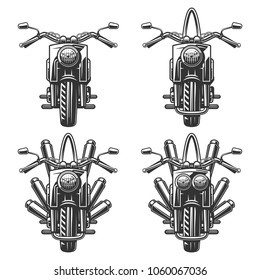 Motorcycle chopper, front, motorcycle driver, monochrome, wheel, headlamp