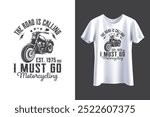 Motorcycle Chopper T-Shirt, The road is calling 1975 Mens or Men Biker Birthday Gift, Tee design