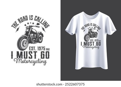 Motocicleta Chopper T-Shirt, La carretera está llamando 1975 Hombres o Hombres Biker Regalo de cumpleaños, diseño de la camiseta