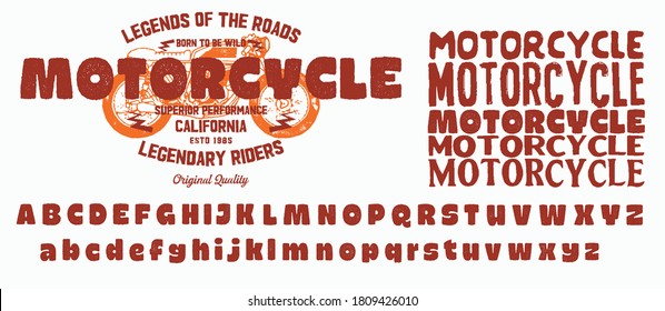 Motorcycle club community logo design.Decorative  font. Letters, Numbers and Symbols. Vector Illustration.