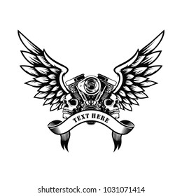 Motorcycle Club  Design With Engine And Skull