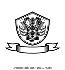 Motorcycle Club  Design With Engine And Skull