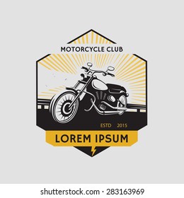 Motorcycle club label. Motorcycle symbol. Motocycle icon. Vector illustration