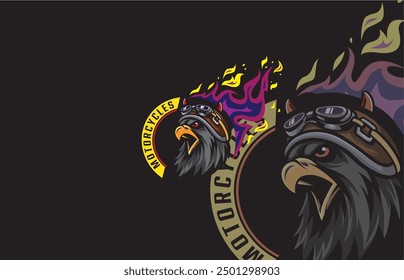 motorcycle club logo with animal head symbol, black background