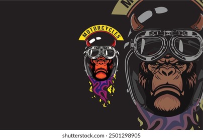 motorcycle club logo with animal head symbol, black background