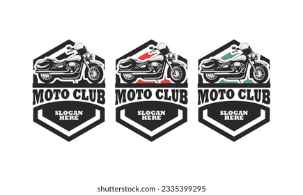 Motorcycle club logo design vector. Motorcycle logo illustration isolated.