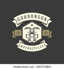 Motorcycle club logo template vector design element vintage style for label or badge retro illustration. Motorcycle silhouette.