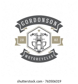 Motorcycle club logo template vector design element vintage style for label or badge retro illustration. Motorcycle silhouette.