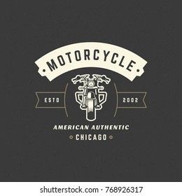 Motorcycle club logo template vector design element vintage style for label or badge retro illustration. Motorcycle silhouette.