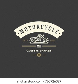 Motorcycle club logo template vector design element vintage style for label or badge retro illustration. Motorcycle silhouette.