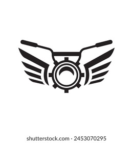 motorcycle club logo wing illustration design template vector