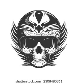 Motorcycle club skull emblem. Spiked helmet emblem for club or t-shirt design