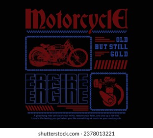 Motorcycle club vector design for Poster, Apparel, street wear t shirt, hoodie, etc. Old school sport motorcycle design elements.