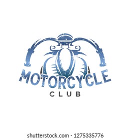 Motorcycle club vintage logo design inspiration in blue metallic colors