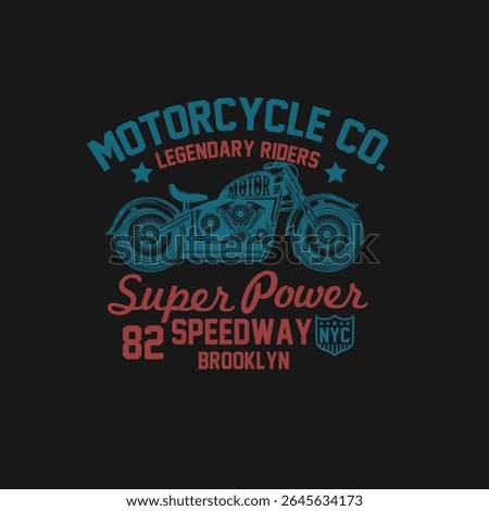 Motorcycle co super power speed way brooklyn vector graphic