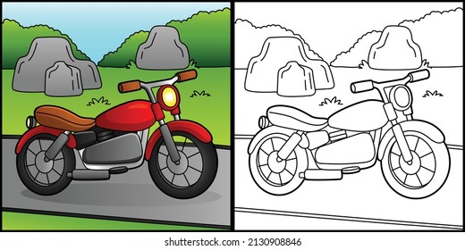 Motorcycle Coloring Page Vehicle Illustration