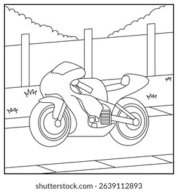 Motorcycle Coloring Page Vehicle Illustration	
